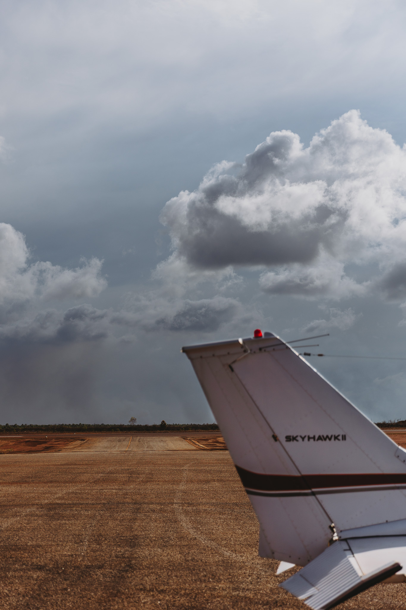Skyhawk on remote red dirt strip